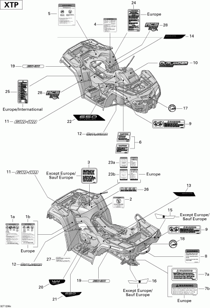 ����������  Outlander MAX 650EFI STD, XT & XT-P, 2012 - Decals Xtp