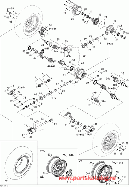 ATV Bombardier ������ Outlander Max STD, XT, 400 EFI, 2012 - Drive System, Front