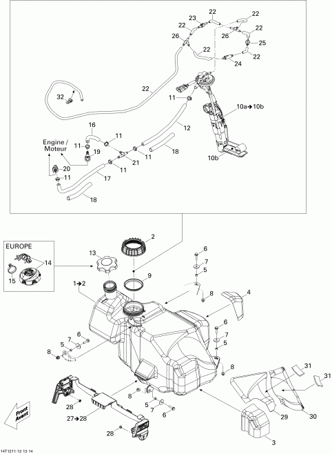 ������������ BRP ����������� Outlander STD, XT, 1000 EFI, 2012 - Fuel System