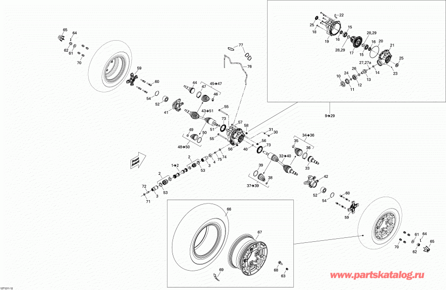  BRP Outlander STD, XT, 1000 EFI, 2012  - Drive System, Front