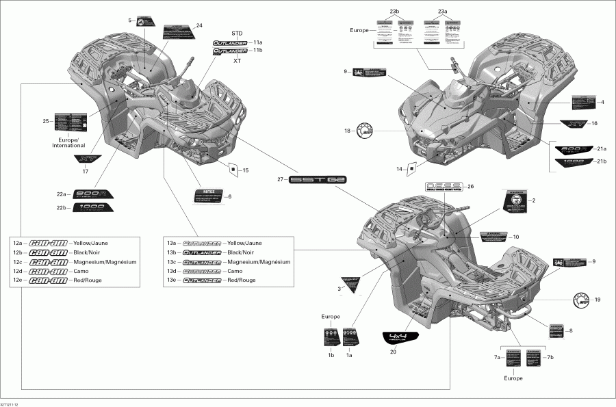 ������������ BRP Outlander STD, XT, 1000 EFI, 2012 ������ - ��������