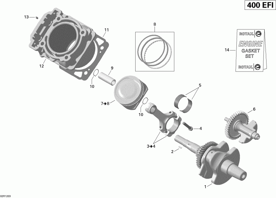 ATV Bombardier ����������� Outlander STD, XT, 400 EFI, 2012 - Crankshaft And Pistons