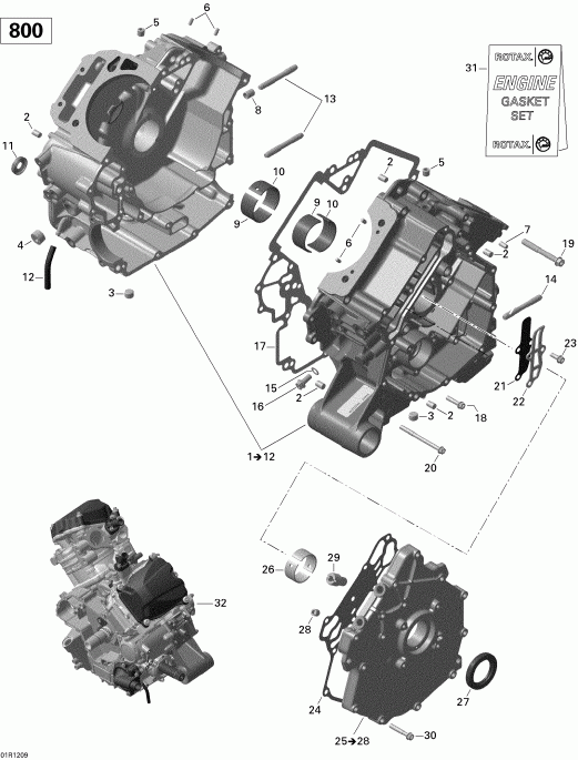   Outlander STD, XT, 800R EFI, 2012  - Crankcase