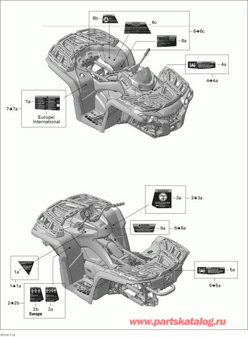 ������������  ����������� Outlander STD, XT, 800R EFI, 2012 - Fender And Central Panel Kit