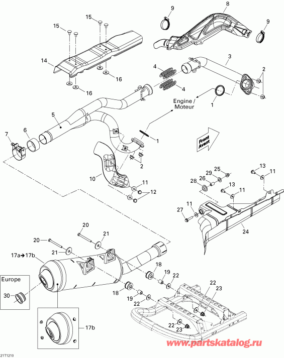 ����������  Renagade 500EFI STD, 2012 - Exhaust System