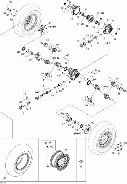 ����������  Renagade 500EFI STD, 2012 - Drive System, Front