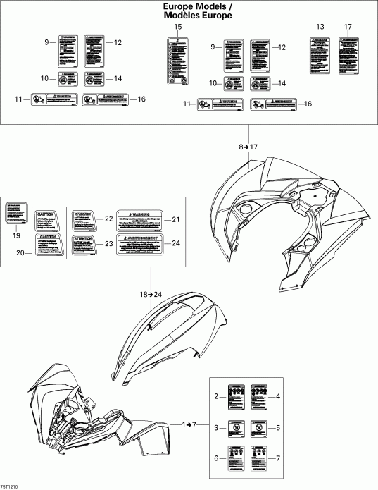������������ BRP ������ Renagade 500EFI STD, 2012 - Fender � Central Panel Kit