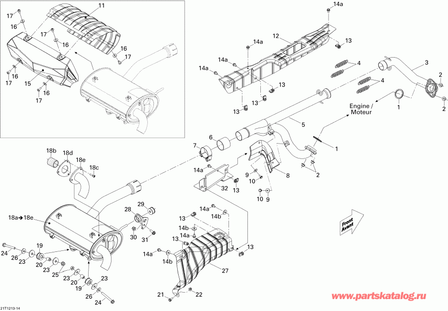 ���������� Bombardier Renegade STD, XXC, 1000 EFI, 2012 - Exhaust System