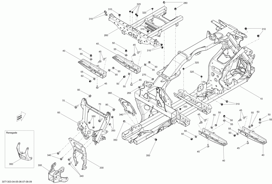 ATV BRP Outlander 1000EFI, DPS, XT & XT-P, 2013  - Frame