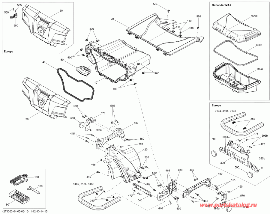   Outlander 1000EFI, DPS, XT & XT-P, 2013 - Rear Cargo Box