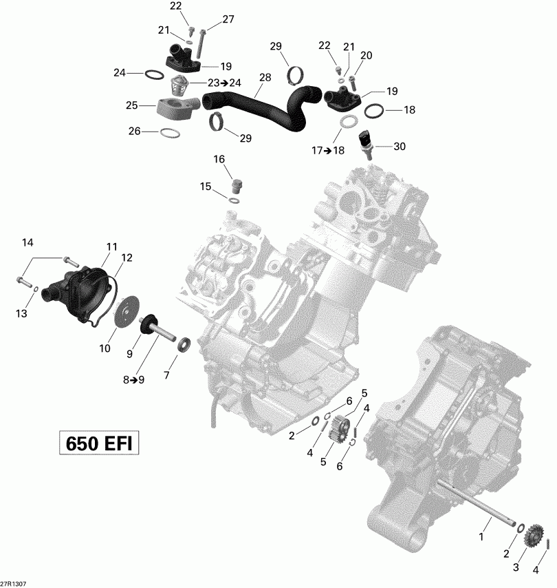 ���������� Bombardier ����������� Outlander 650EFI STD, DPS & XT, 2013 - Engine Cooling