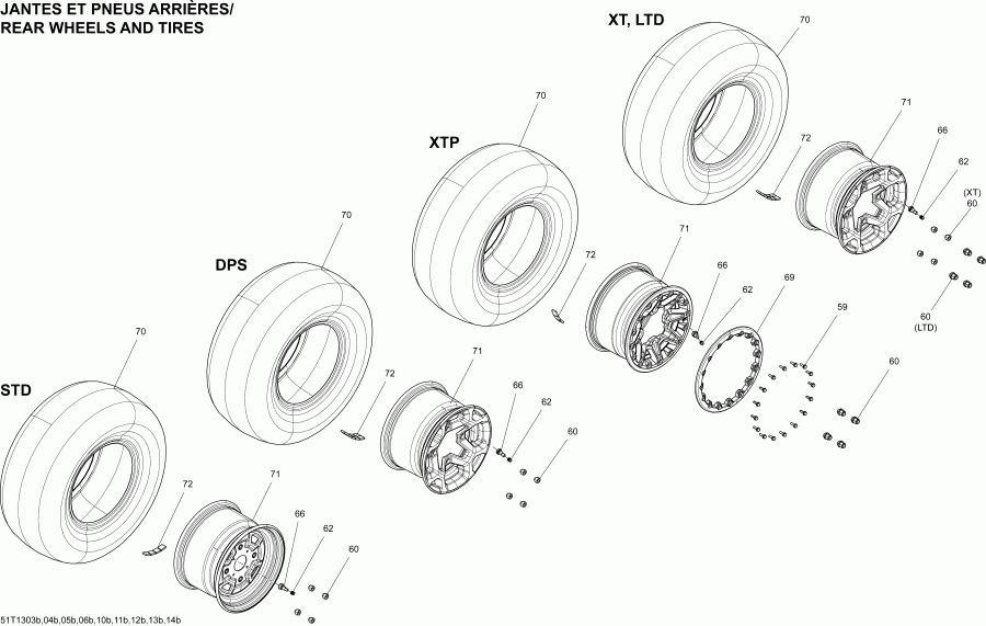 ������������  Outlander 650EFI STD, DPS & XT, 2013 ������ - Wheels And Tires Rear