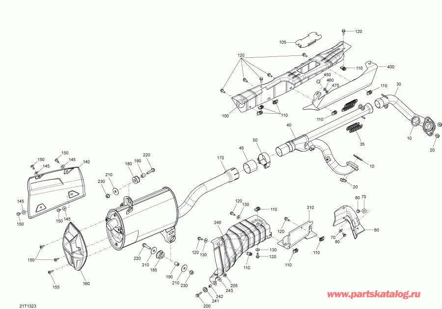 ���������� BRP ������ Outlander 650EFI XMR, 2013 - Exhaust System