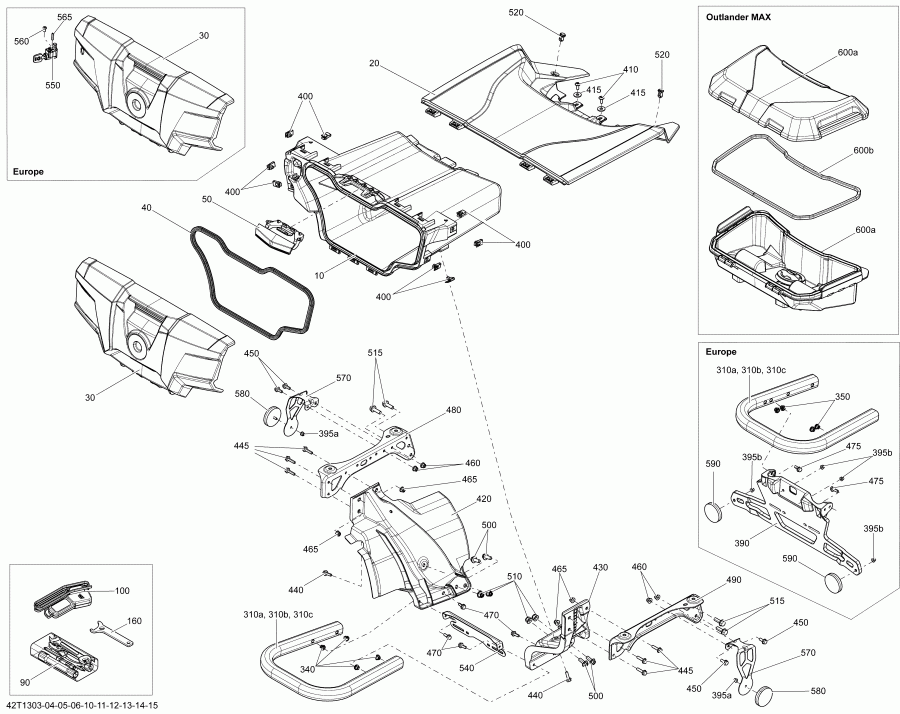 ATV Bombardier ������ Outlander MAX 500EFI STD, DPS & XT, 2013 - Rear Cargo Box