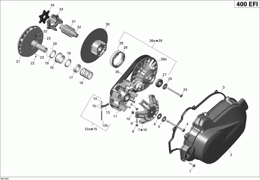 ATV BRP  Outlander STD, XT, 400 EFI, 2013 - Transmission