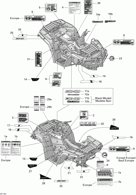   Outlander STD, XT, 400 EFI, 2013  - Decals