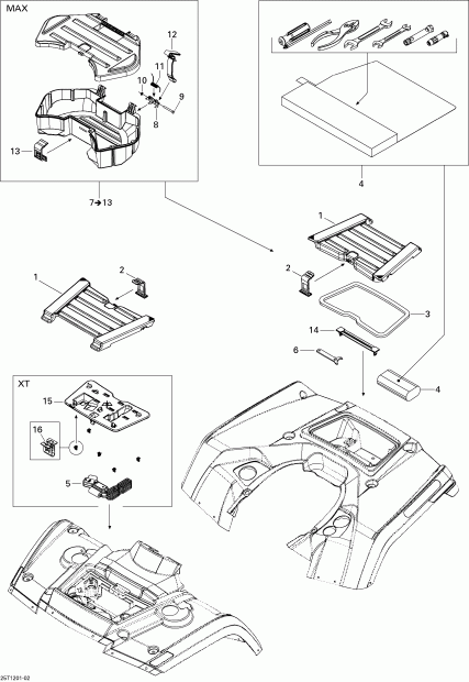    Outlander STD, XT, 400 EFI, 2013 - Front And Rear Trays