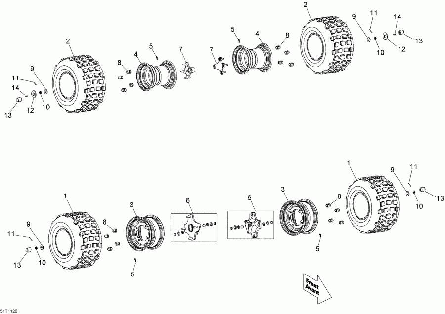  Bombardier DS 90 X Mini, 2014  - Wheels And Tires