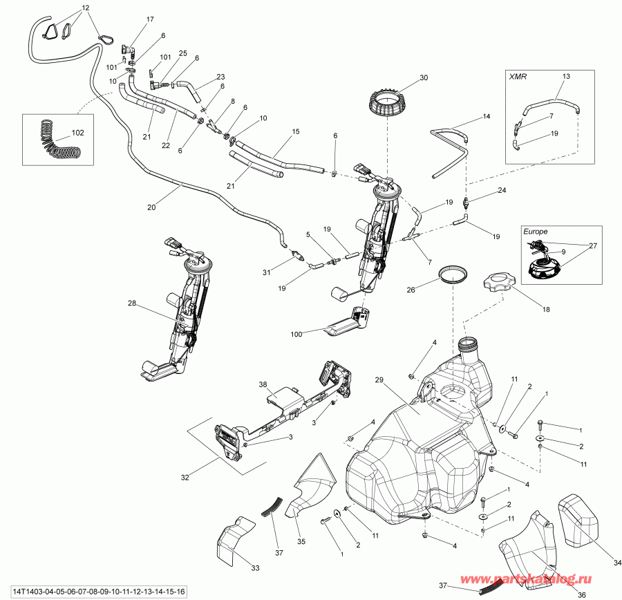 ������������ BRP ����������� Outlander 1000EFI XMR, 2014 - Fuel System