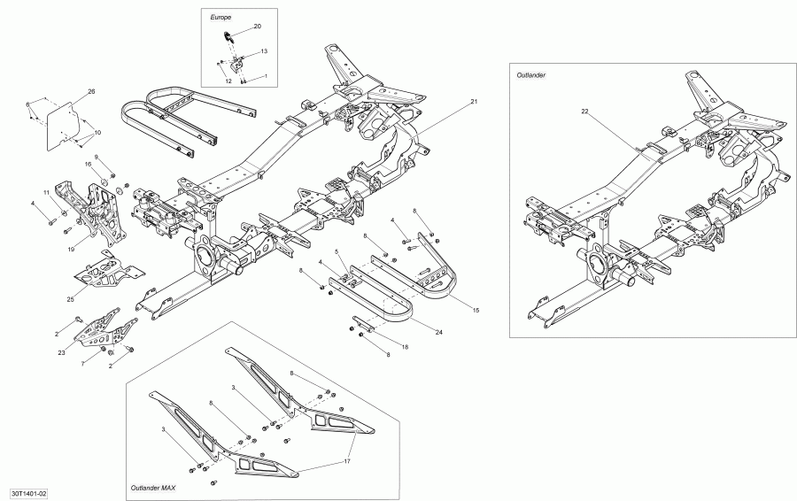   Outlander 400 EFI, STD, XT, 2014 - Frame