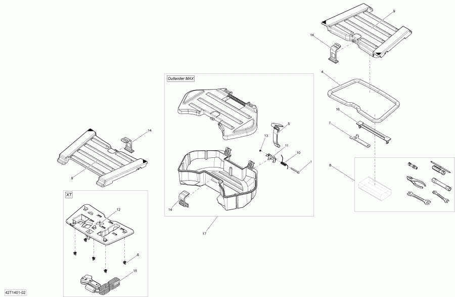  BRP  Outlander 400 EFI, STD, XT, 2014 - Rear Cargo Box