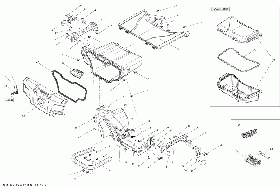  Outlander 500EFI STD, DPS & XT, 2014 - Rear Cargo Box