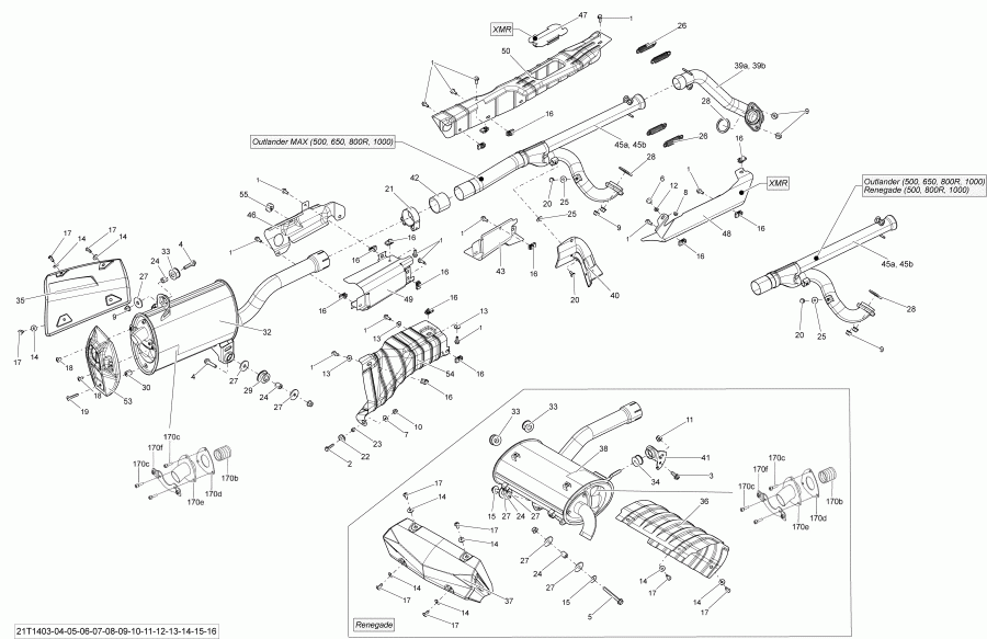    Outlander 650EFI XMR, 2014 - Exhaust System