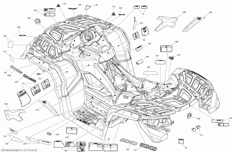 BRP ������ Outlander 800R EFI, STD, DPS, XT & XT-P, 2014 - Decals