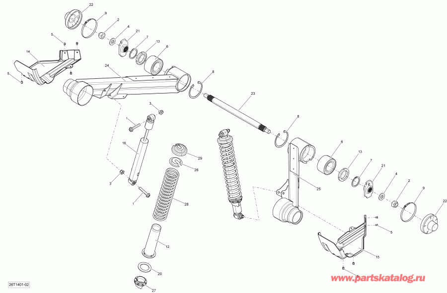 ATV BRP Outlander Max 400 EFI, STD, XT, 2014 - Rear Suspension