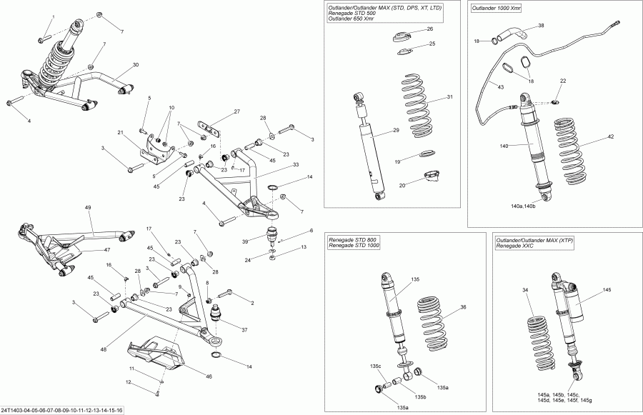   Outlander MAX 650EFI STD, DPS, X, XT-P 2014  - Front Suspension