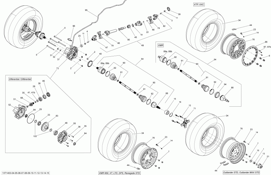  BRP Renegade 1000 EFI STD, XXC, 2014 - Drive System, Rear