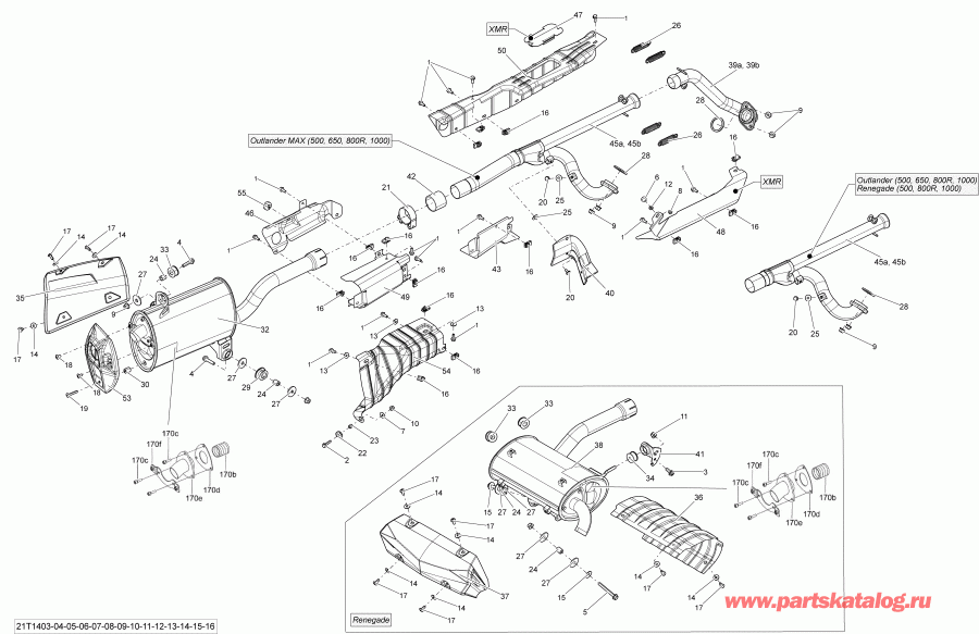 ATV   Renegade 800R EFI STD & XXC, 2014 - Exhaust System