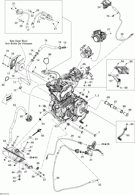 DS 450EFI Xxc, Xmx, 2015 - Engine And Engine Support