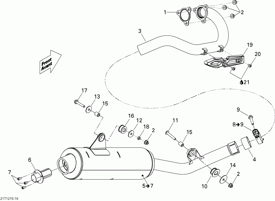  Bombardier  DS 450EFI Xxc, Xmx, 2015 - Exhaust System