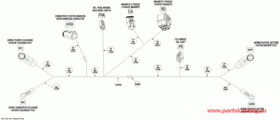 DS 450EFI Xxc, Xmx, 2015 - Main   Rear Section