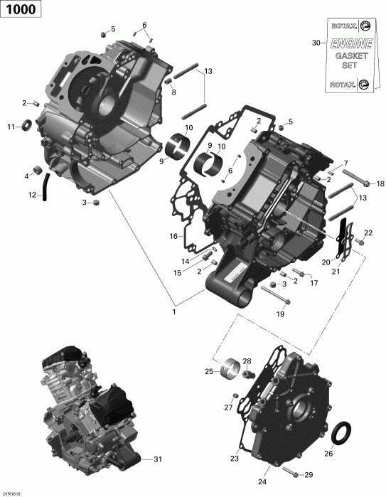   Outlander 6X6 - 1000 EFI, 2016  - Crankcase 1000 Efi