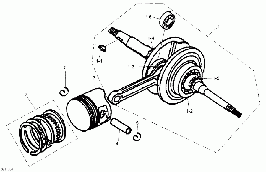 ATV Bombardier DS 90 X, 2017  - Crankshaft And Pistons