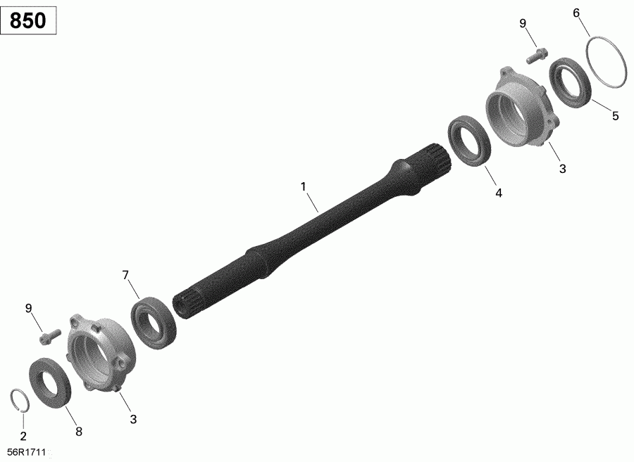 ATV  Outlander - Outlander MAX 570 PRO-650-850-1000, 2017 - Drive Shaft 850 Efi