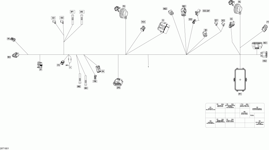 Bombardier ������ Outlander 450 EFI, 2018 - Main Harness 710004898 Except Std
