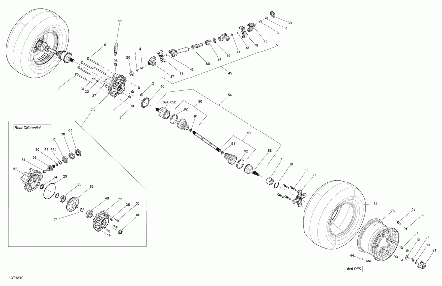 ATV  Outlander 6X6 T3 650 EFI, 2018 - Drive, Rear