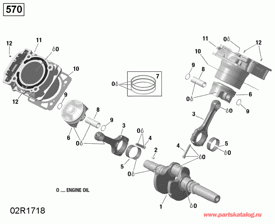 ATV Bombardier Outlander 570 EFI, 2018 - Crankshaft And Pistons 570 Efi