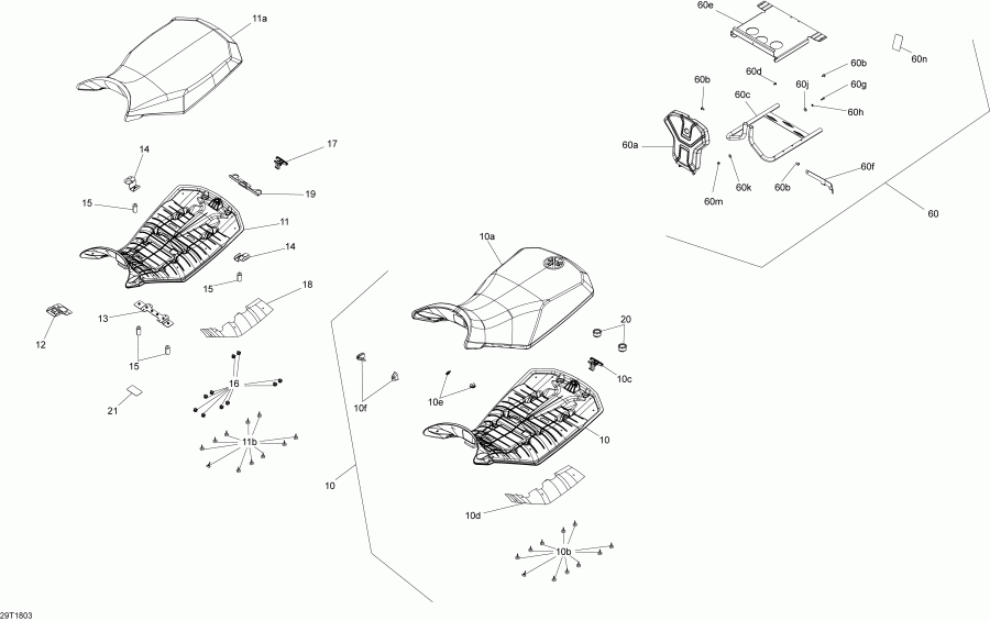  BRP Outlander 1000R EFI, MY2018  - Seat G2 Outlander All Non Max Models