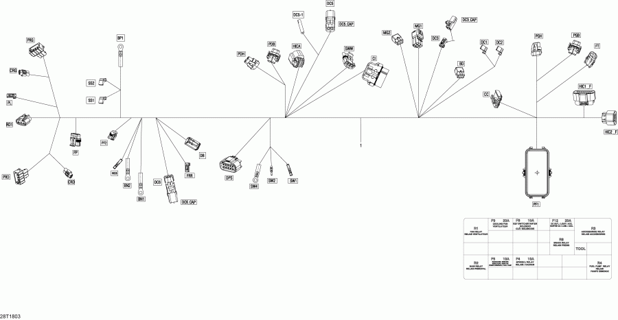 ATV BRP Outlander MAX 650 EFI, (Including T3 old EU Regulation - Built before Nov 2017) MY2018 - Main Harness 710005820 T3