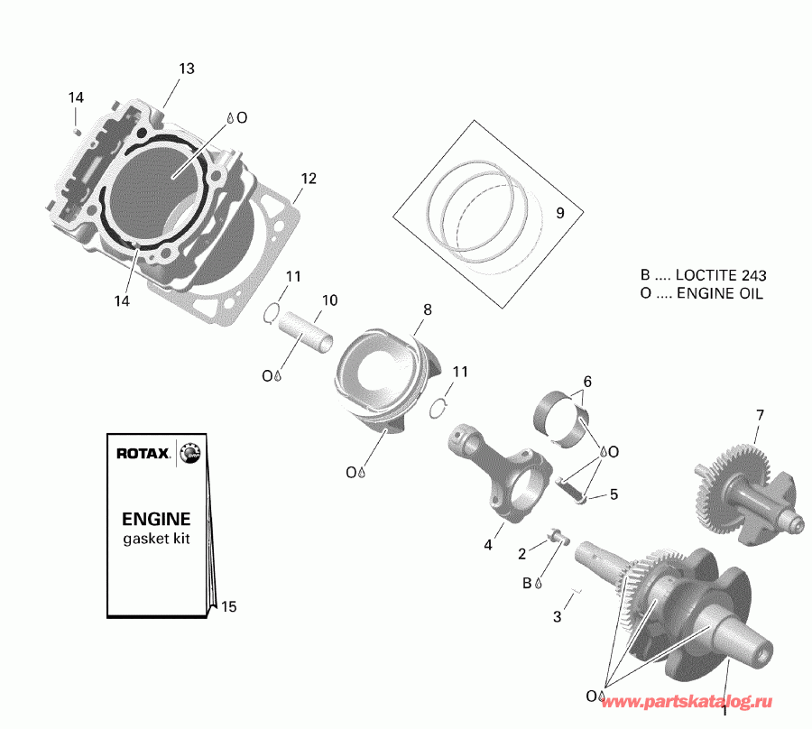 ���������� Bombardier 001 - Outlander 450 EFI - North America, 2019 - Crankshaft And Pistons 450 Efi