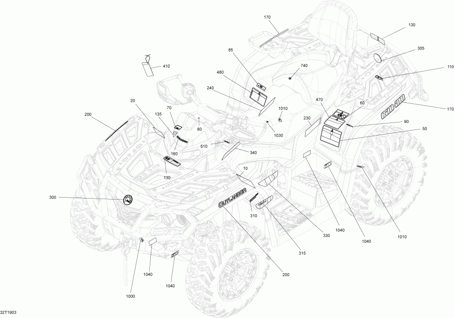  Bombardier 001 - Outlander 450 EFI - T3, 2019 - Decals Pro