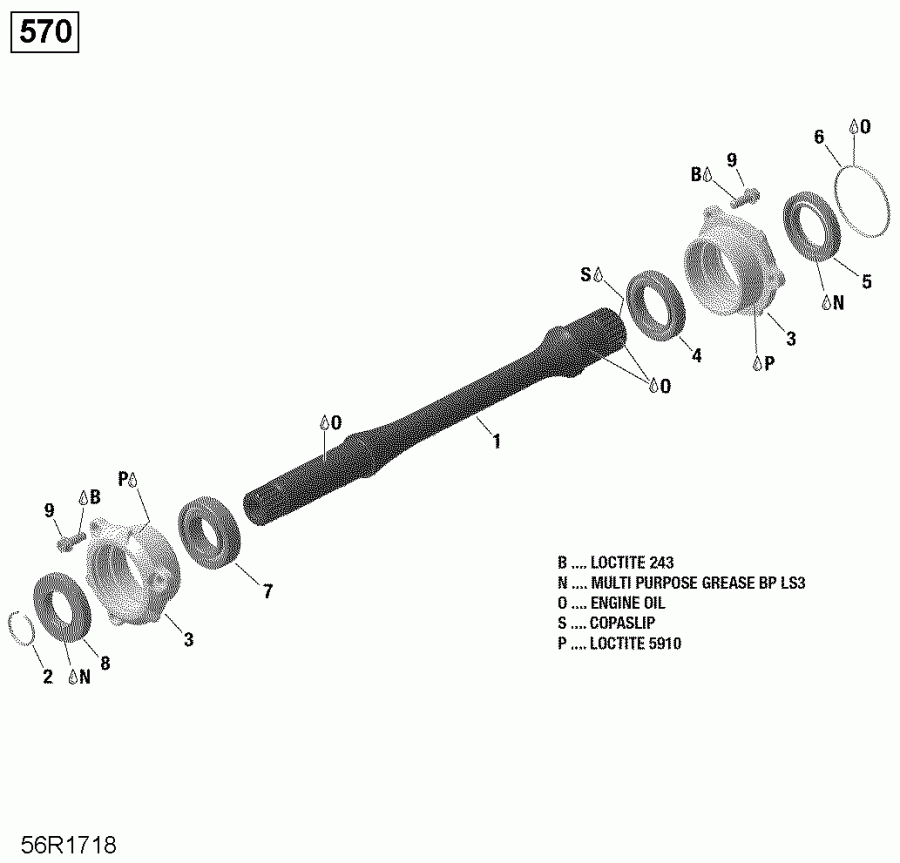   001 - Renegade 570 EFI - International, 2019  - Drive Shaft 570 Efi