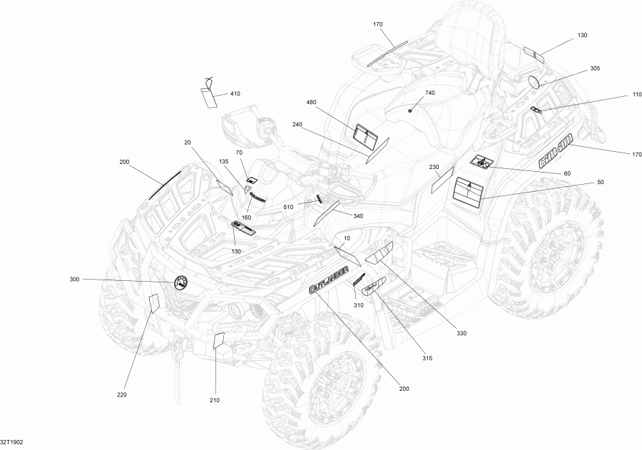 ����������  002 - Outlander 450 EFI - International - Non European Communities, 2019 ������ - �������� Std