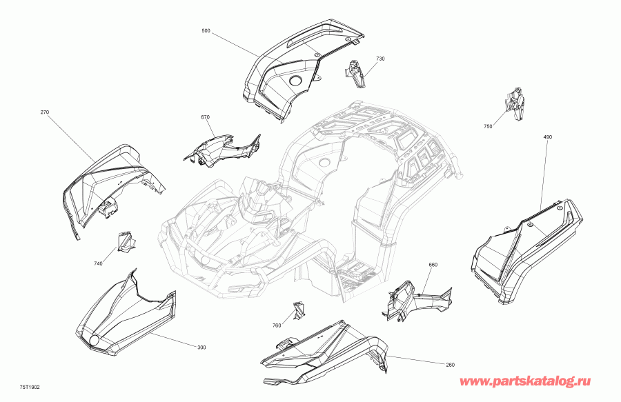 ����������  002 - Outlander 650 EFI - International - Non European Communities, 2019 - Fender And Central Panel Kit Outlander Package Xt