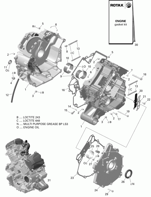 ������������  002 - Outlander 6X6 - 650 EFI - T3, 2019 - Crankcase Version 2