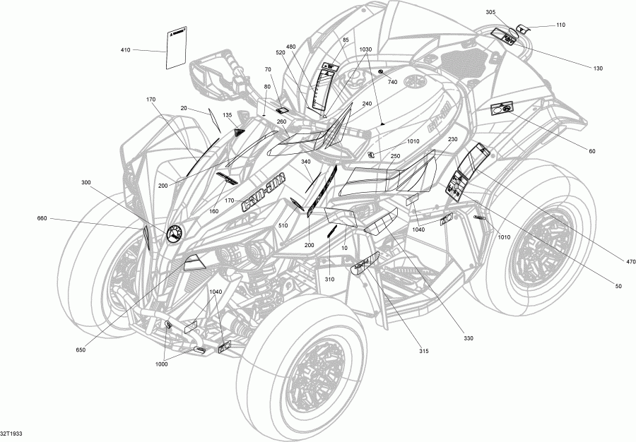    002 - Renegade 1000 EFI - T3, 2019 - Decals Xxc